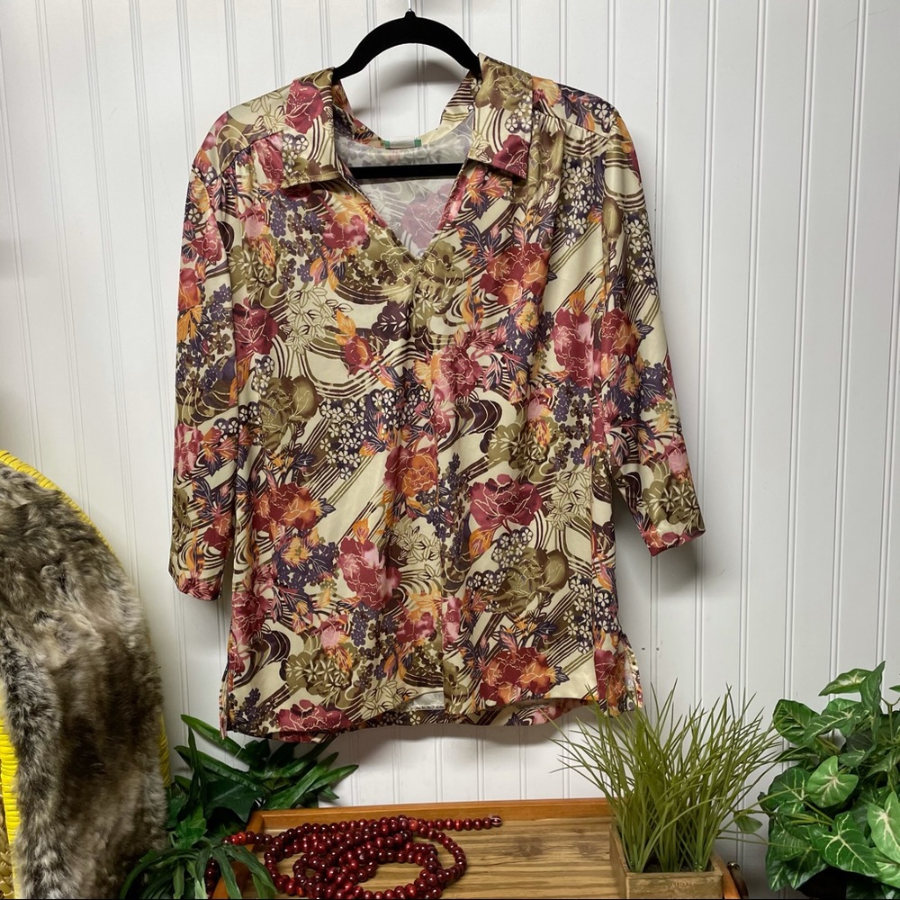 Sara Morgan Vintage Floral Shirt Size XL